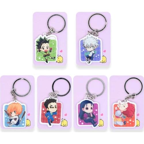 6 Styles Hunter x Hunter Keychain Killua Gon Keyrings Fashion Jewelry Key Chains Custom made Anime Key Ring PSS153-158