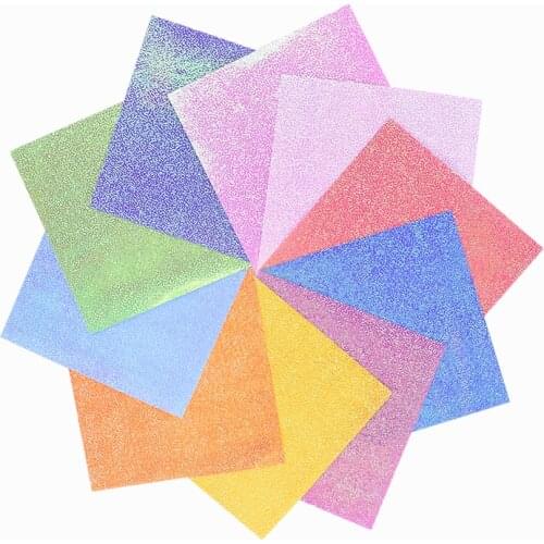 50pcs Glitter Origami Paper Single Side Multicolor Shining Folding Paper Kids Favors Handmade DIY Scrapbooking Craft Decorations