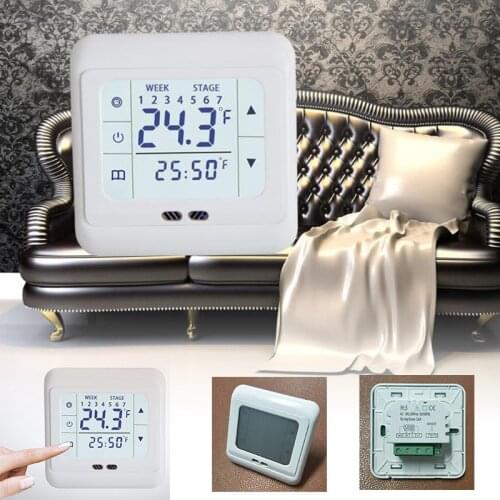 220V AC Touch Screen Digital Thermostat Floor Heating Room Thermostat for Electric Heating System Temperature Controller
