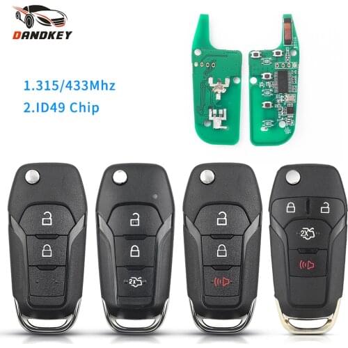 Dandkey For Ford Key FSK EB3T-15K601-BA Car Remote Key For Ford F150 Ranger 2015 - 2018 Flip Smart Key Fob ID49 Chip 433mhz