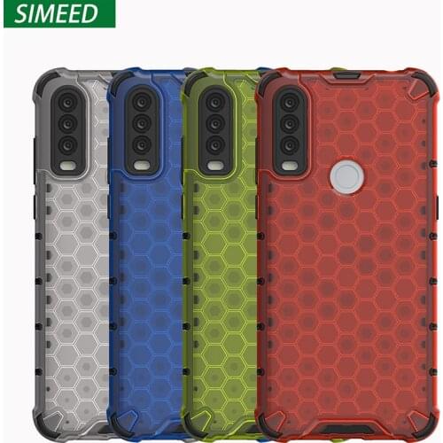 For Alcatel 1S 1V 1B 2020 Case Transparent Honeycomb Texture Armor Shockproof Soft Back Cover Capa Fundas