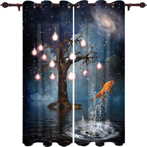 Tree Lights Carp Milky Way Large Curtains For Living Dining Modern Simple Curtains Finished Curtains For Dining Room Bedroom