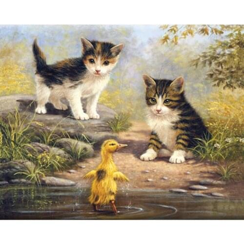 GLymg 5D Diamond Painting Handicrafts Embroidery Diy Diamond Embroidery Kits Yellow Duck Cat Diamond Wall Arts Decor