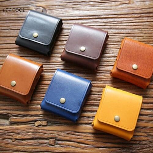 Vintage Handmade Genuine Leather Coin Purse Women Men Portable Small Mini Coin Bags Creative Designer Cowhide Storage Money Bag