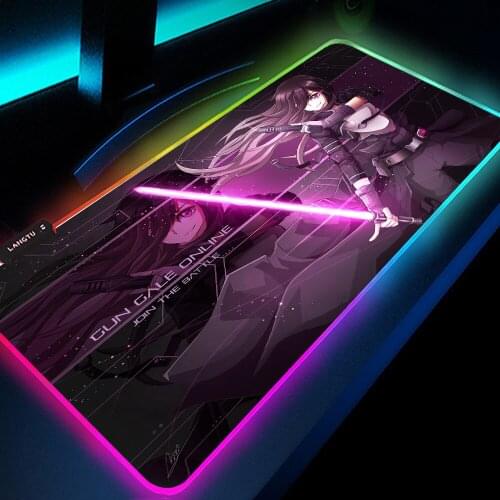 Sword Art Online RGB Mouse Pad XXL Backlit Mat for Computer Desk Mauspad Drop Shopping Anime Desk Cover Gaming Desk 350x600mm