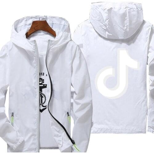 Musical note Jacket women Spring Autumn reflective zipper Windbreaker waterproof Jackets men street casual Hooded thin Coats