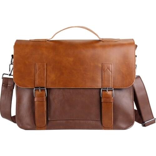 Fashion Artificial Leather Business Handbag Laptop Briefcases for Men Leather Casual Men Bag Messenger Shoulder Bags
