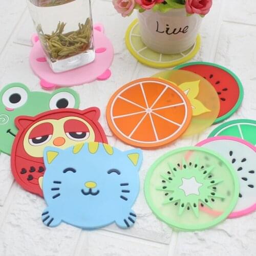 Cartoon Silicone Cup Coaster Creative Fruit Style Heat Resistant Placemat Cute Fruit Drink Table Mat Kitchen Accessories