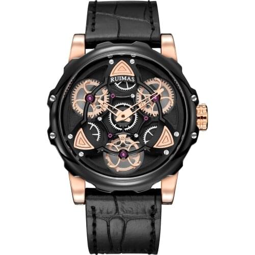 Ruimas top brand Fashion Military Leather japan Quartz Watch Men Casual Business Waterproof Wrist Watch Man Free Shipping 2019