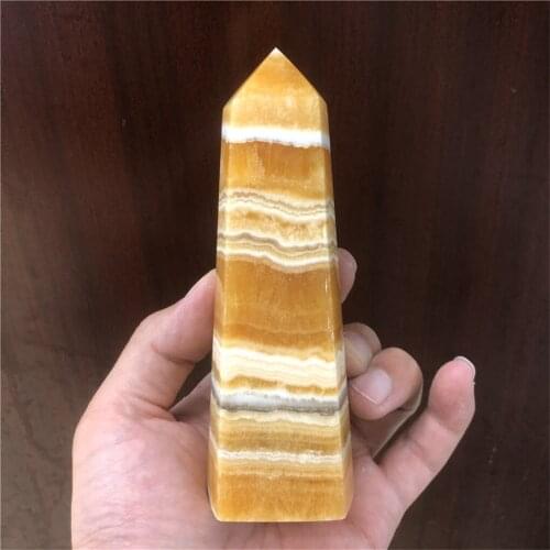 Natural Crystal Quartz Honey Calcite Tower Energy Point Reiki Stone Room Home Office Aquarium Decoration Accessories Gemstone