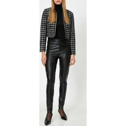 New season winter Faux Leather Pants with zipper closure (three color options) black- camel - ecru