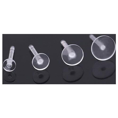 100pcs Transparent Stud Earrings Base Settings For Jewelry Making Earpins Plastic Prevent Allergy Earrings Accessories