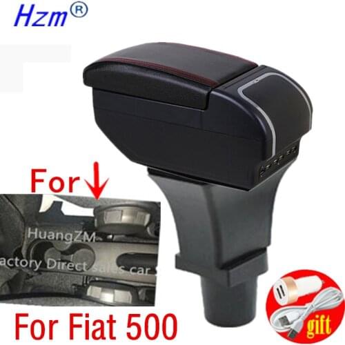 For Fiat 500 Armrest Box Central Store Content Storage Box with Cup Holder Ashtray USB Interface
