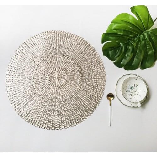 PVC Hollow Placemat For Dining Table Heat Insulation Non Slip Coaster Pads Table Bowl Mats Home Decor Retro Placemats7