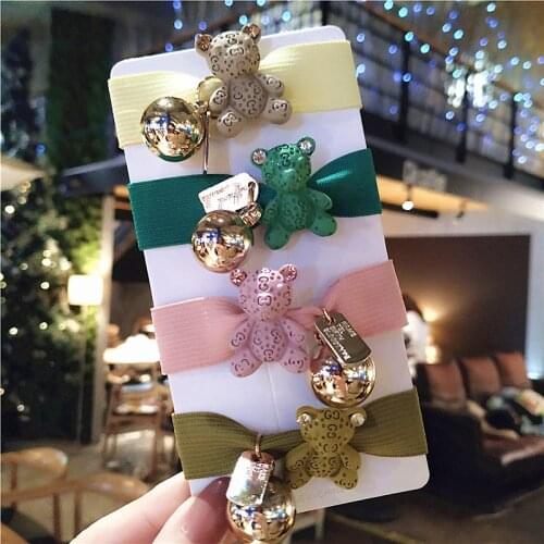 Korean Version of Bear Hair Rope Cartoon Cute Girls Colorful Elastic Hair Bands Women Headdress Hair Accessories Gift