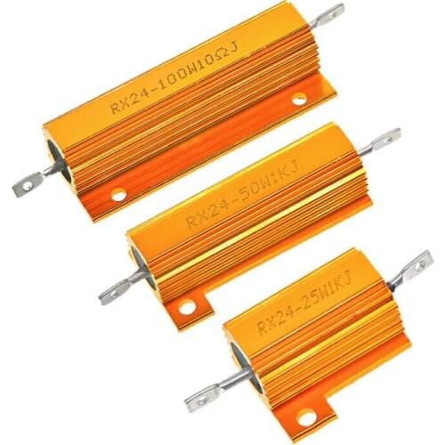 RX24 100W Aluminum Power Metal Shell Case Wirewound Resistor 0.01 ~ 100K 0.1 1 1.5 2 3 6 8 10 20 100 150 200 300 1K 10K 100k ohm