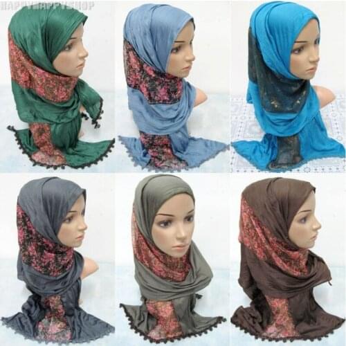 Women Vintage Patchwork Scarves/Scarf Muslim Islamic Ladies Headwear Long Hijab Headband Wrap Arab Shawls Turban 180cm*55cm