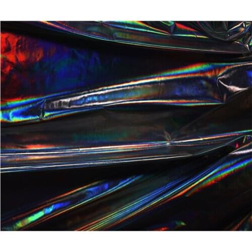 Width 59'' Mirror Waterproof Bright Black Seven Color Laser Fabric By The Half Yard For Down Jacket Dress Pants Material
