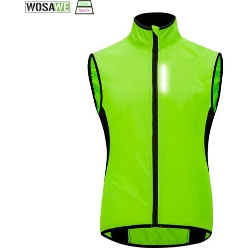 WOSAWE Cycling Vest Windproof MTB Bike Jacket Outdoor Sport Cycling Windbreaker Sleeveless Rainproof Reflective Bike Clothing