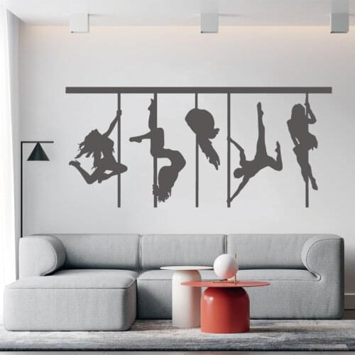 Pole dance silhouette vinyl wall stickers sexy woman dancer dance studio training room school home decoration decal gift W4