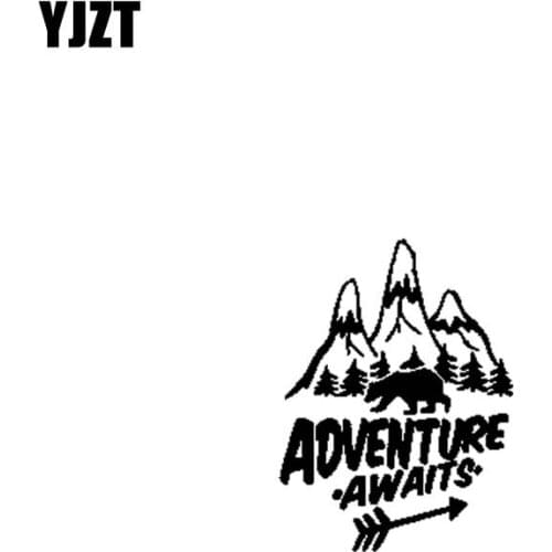 YJZT 13.4CM*17.8CM ADVENTURE AWAITS Vinyl Motorcycle Black Silver Car Sticker Decals C13-000400