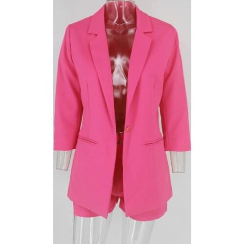 Hot Sale New Women Sets Summer And Autumn Long Sleeve Cardigan Blazer Shorts 2 Piece Set Lady Short Suits Clearance