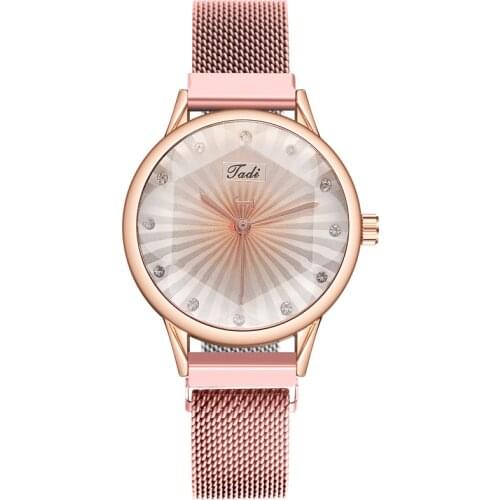 Ladies watch fashion Milanese iron-absorbing stone alloy mesh strap watch luxury diamond-studded color line dial female watch