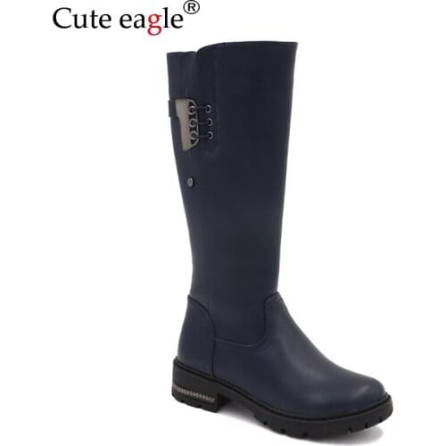 Cute eagle Winter Leather Felt Boots Children Girls Shoes Kids Warm With Plush Snow Boots Girls Baby Fashion High Rubber Boots