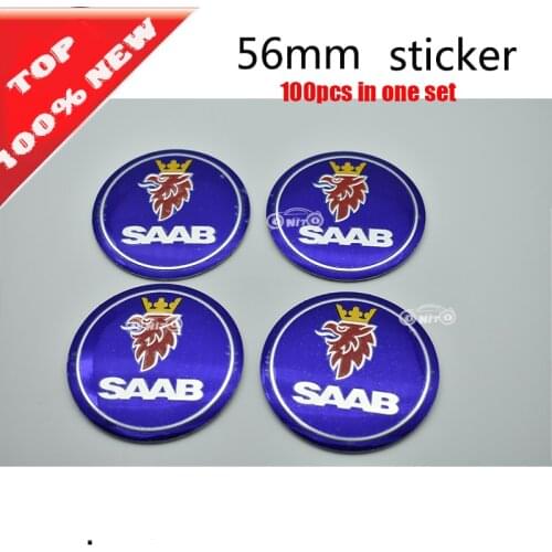 4pcs 56mm SAAB front rear logo car emblem Wheel Center Hub Cap Rim Tire Valves badge covers side sticker car styling