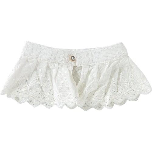 2020 Elegant Women Embroidery Sweater Shirt Cotton Fake Collar Alloy Rhinestone Lace Flower False Detachable Collar Blouse Tops