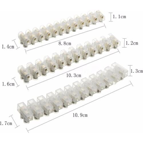 3pcs 12 Way Wire Connector Screw Terminal Barrier Strip Block Wire Connector Strip 3A 5A 10Amp for Electrical Wiring Household