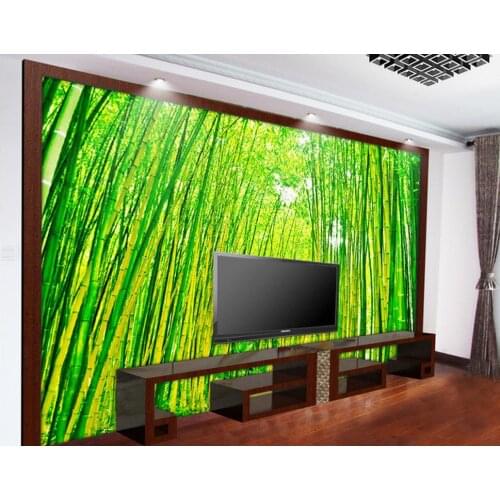 3d wallpaper for room Green bamboo background wall photo 3d wallpaper modern living room wallpapers