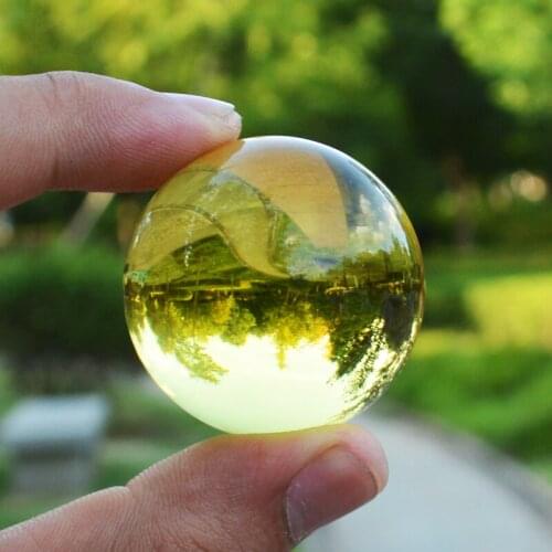 40mm Yellow Crystal Ball Feng shui Globe Polished Miniature Glass Ball Ornaments For Presents Home Decoration Accessories