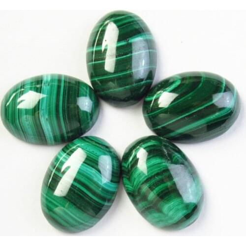 5Pcs 100% Natural Malachite Oval CAB CABOCHON 18x13x5mm SH7005
