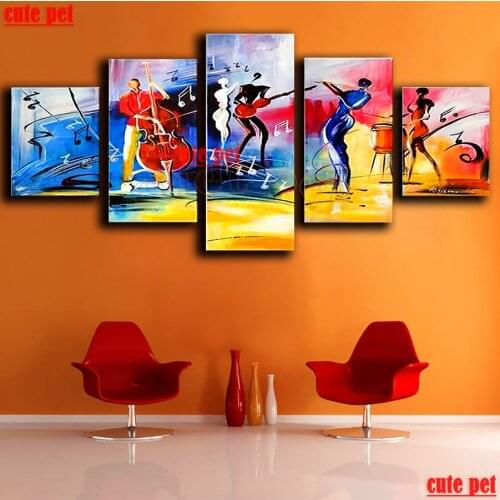 5D DIY Diamond Painting Abstract playing band Hot selling home art cross stitch full square diamond embroidery mosaic decor 5PCS