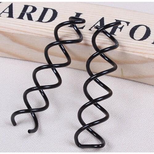 6pcs Hair Pins Black Spiral Spin Screw Clip Styling Tools Twist Barrette Donut Bun Maker