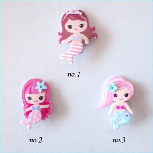 50 BLESSING Good Girl 2.5" Acrylic Mermaid Hair Bow Clip Accessories Women