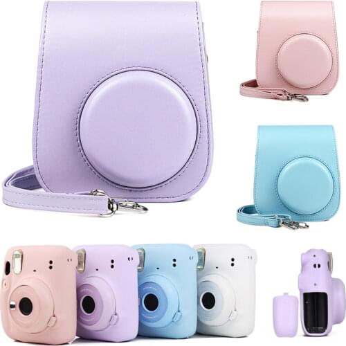 New Fujifilm Instax Mini 11 Instant Film Camera Case PU Leather Protective Soft Carry Bag Cover with Shoulder Strap