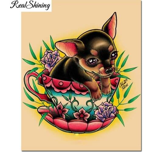 Diy Diamond Painting 5d chihuahua dog full Square Round Diamond Embroidery Sugar Skull cute cup puppy Mosaic decor FS6814