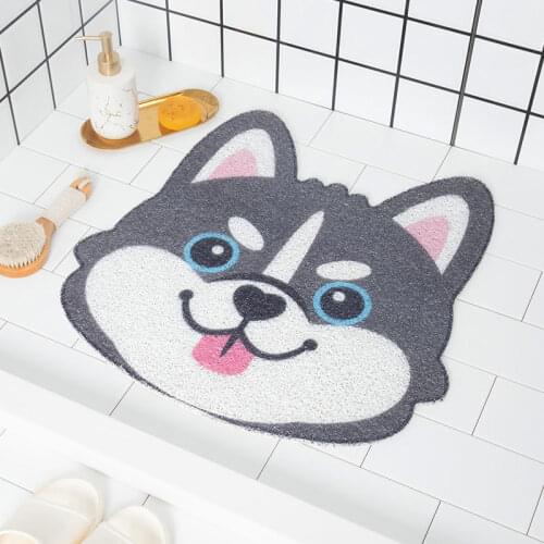 Welcome Cartoon Dog Head Shape Doormat Entrance Hallway Non-Slip Floor Rugs Front Door Mat Outdoor Rugs Carpet Bedroom Kitchen