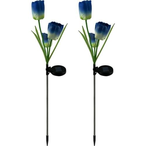 Lawn Lamps Flower Light Garden Lights Stainless Steel Multicolor Durable Waterproof 2pcs Solar