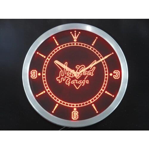 Nc0128 Hot Rod Garage Car Beer Bar Neon Light Signs LED Wall Clock