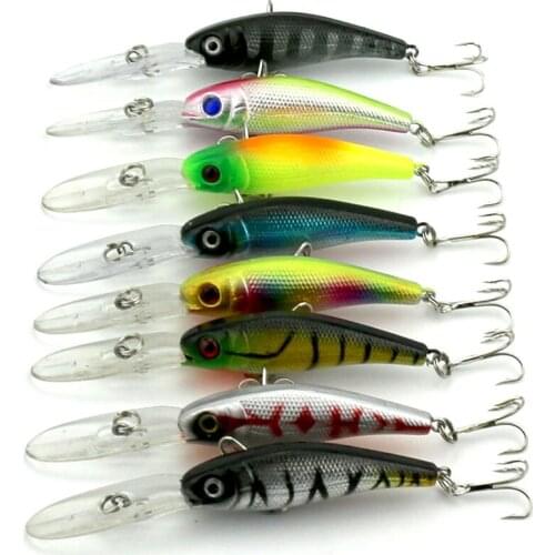 HENGJIA 8PCS 7.8g 10cm Minnow Fishing Lures Japan Saltwater Hard Bait 3D Eyes Plastic Crank Bait Swim bait Sinking Wobbler