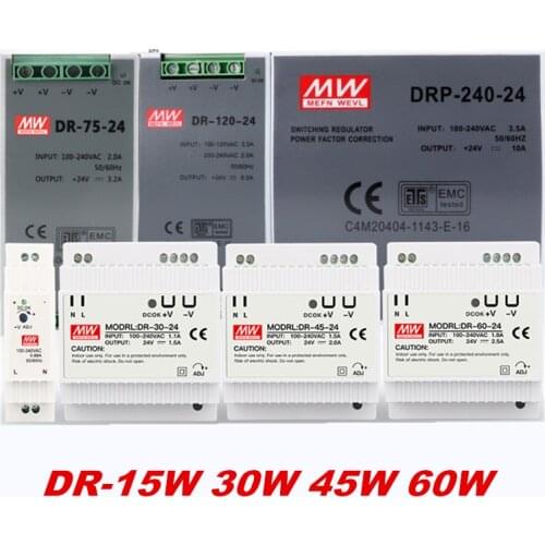15W 30W 45W 60W Din rail mounted Power supply 12V 24V switching power supply DR-15/30/45/60-12/24 AC100-240V-DC