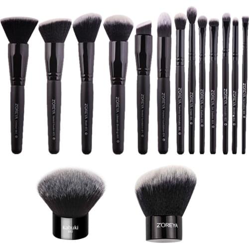 ZOREYA 15 Types Black Makeup Brushes Eye Face Cosmetic Foundation Powder Blush Eyeshadow Kabuki Blending Make up Brush Beauty To