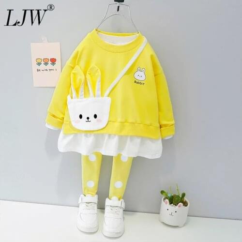 Sweet Rabbit Cotton Girls Clothing Sets Princess Long Sleeve Children Sets Fashion Girls Clothes Suit Casual Floral Outfits 1-5T