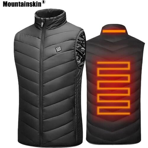 Mountainskin Mens Hiking USB Heating Vest Winter Electrical Outdoor Sport Windbreaker Carbon Fiber Waistcoat Thermal Vest VA717