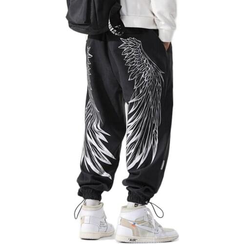 2021 Hot New Street Wing Printed Loose Mens Joggers Trousers Autumn Casual Harem Pants Streetwear