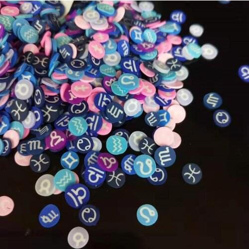 20g/lot Signs Of The Zodiac Polymer Clay Slices for DIY Crafts plastic klei For Nail Art Accessories,Crystal Slime fill