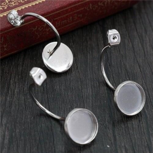 No Fade ) 10mm 10pcs Stainless Steel Back Style Lever Back Earrings Blank/Base,Fit 10mm Glass Cabochons,Buttons-T7-35